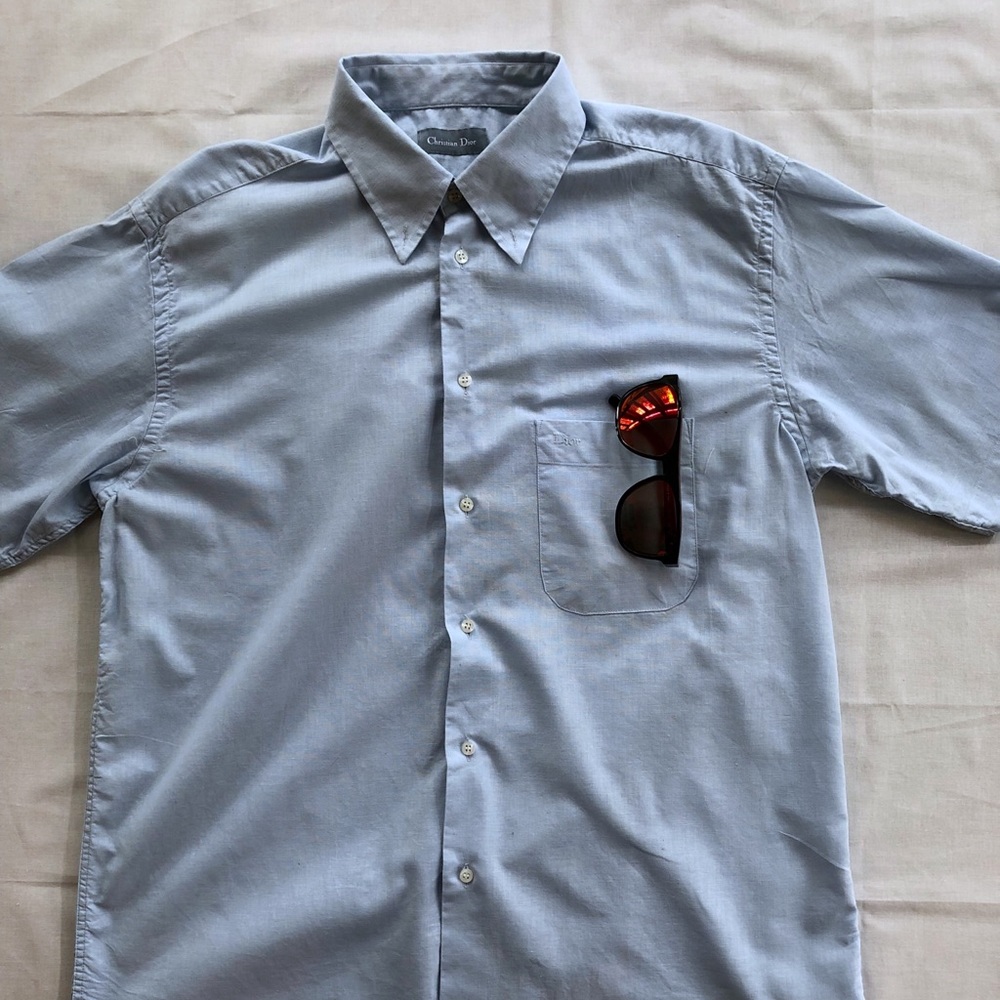 Christian Dior Linen Dress Shirt, Short Sleeve